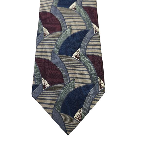 JB BRENT & Co Neck Tie All Silk Hand Crafted Vintage 90s Abstract Art to Wear - Picture 1 of 11